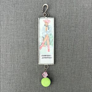 Coastal Cowgirl Attitude Bag Charm Vintage Retro Pink Coquette Junk Journal